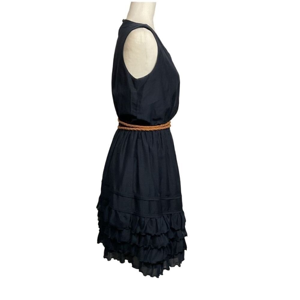 Miss Sixty Navy Sleeveless Ruffled Dress Boho Chic Size 8 - Picture 2 of 6
